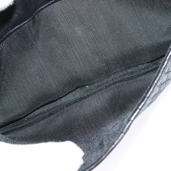 BALLY Chain Shoulder Bag Leather Black Auth KD388