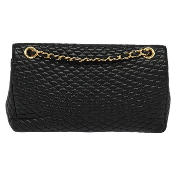 BALLY Chain Shoulder Bag Leather Black Auth KD388