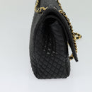 BALLY Chain Shoulder Bag Leather Black Auth KD388-3