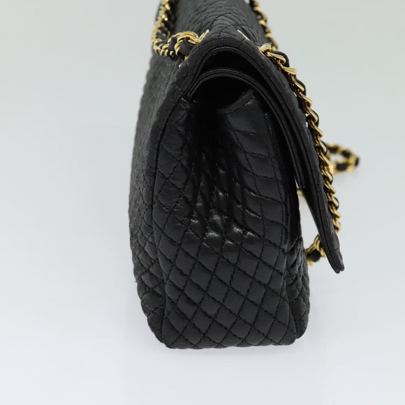 BALLY Chain Shoulder Bag Leather Black Auth KD388