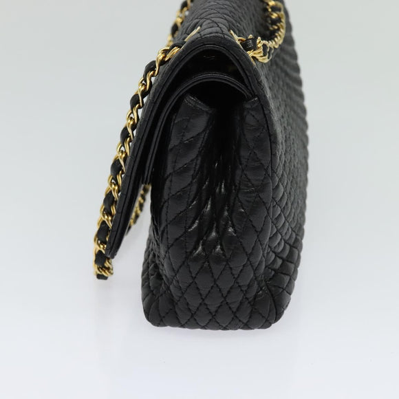 BALLY Chain Shoulder Bag Leather Black Auth KD388