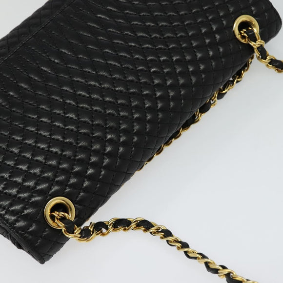 BALLY Chain Shoulder Bag Leather Black Auth KD388