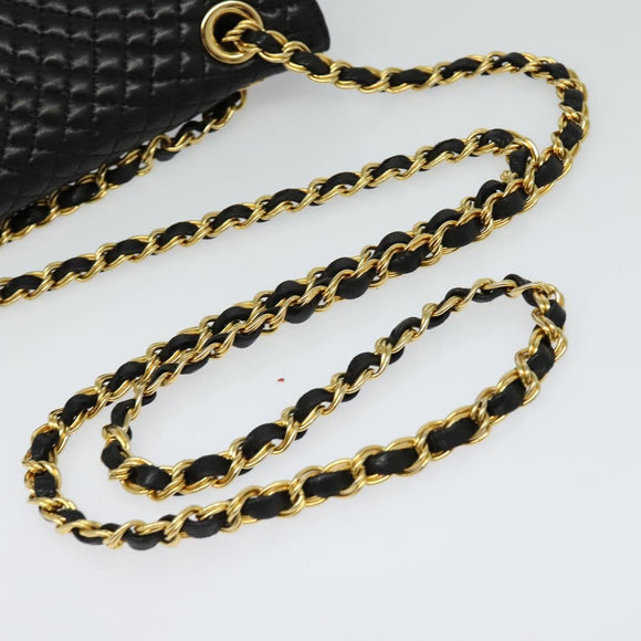 BALLY Chain Shoulder Bag Leather Black Auth KD388