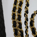 BALLY Chain Shoulder Bag Leather Black Auth KD388-8