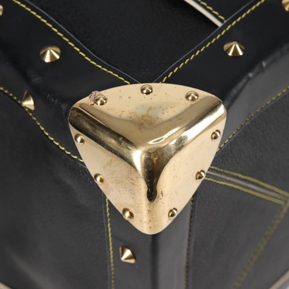 LOUIS VUITTON Suhari Extravagan Hand Bag Leather Black LV Auth KD398SM