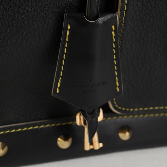LOUIS VUITTON Suhari Extravagan Hand Bag Leather Black LV Auth KD398SM