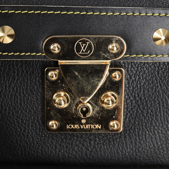 LOUIS VUITTON Suhari Extravagan Hand Bag Leather Black LV Auth KD398SM