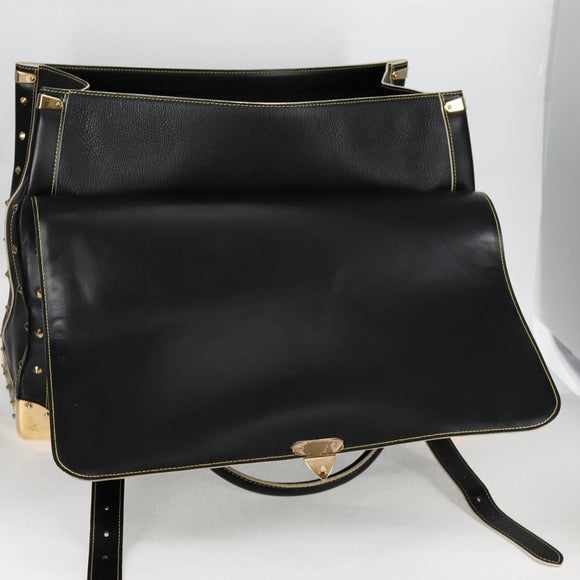 LOUIS VUITTON Suhari Extravagan Hand Bag Leather Black LV Auth KD398SM