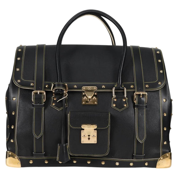 LOUIS VUITTON Suhari Extravagan Hand Bag Leather Black LV Auth KD398SM