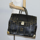 LOUIS VUITTON Suhari Extravagan Hand Bag Leather Black LV Auth KD398SM-32