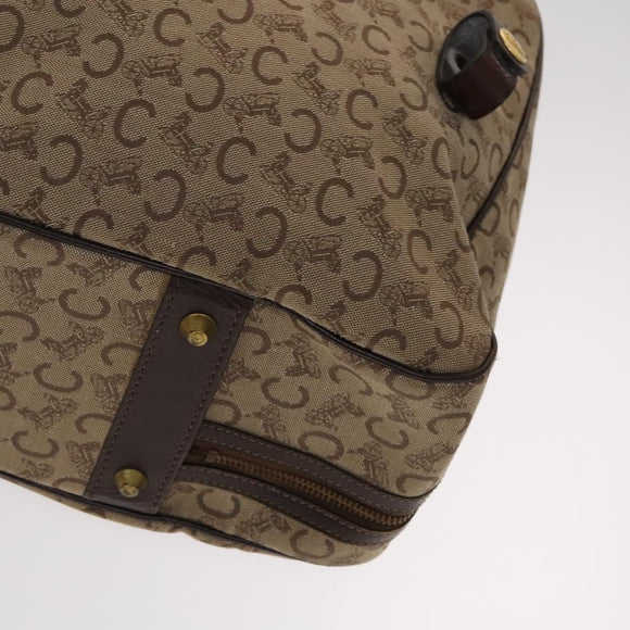CELINE C Sulky Boston Bag Canvas Beige Gold Auth KD400
