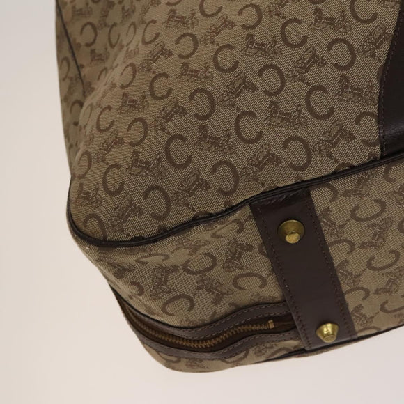 CELINE C Sulky Boston Bag Canvas Beige Gold Auth KD400