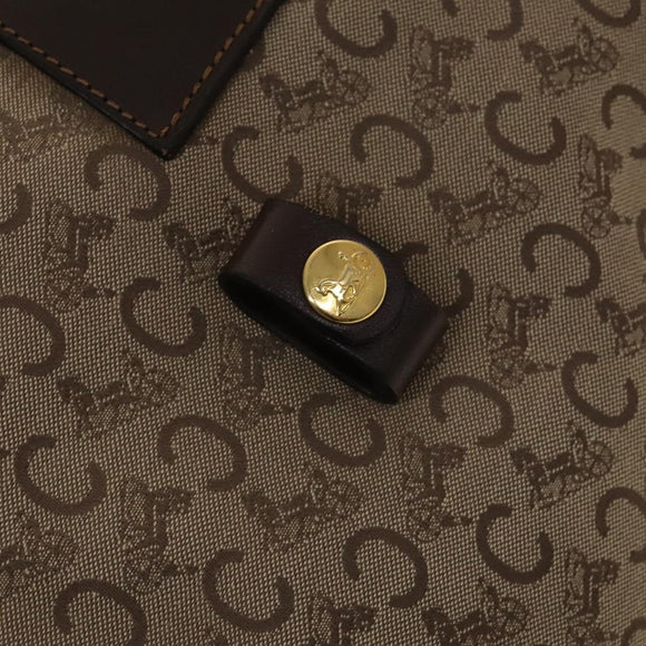 CELINE C Sulky Boston Bag Canvas Beige Gold Auth KD400