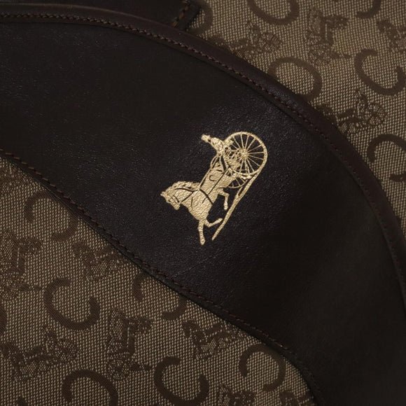 CELINE C Sulky Boston Bag Canvas Beige Gold Auth KD400