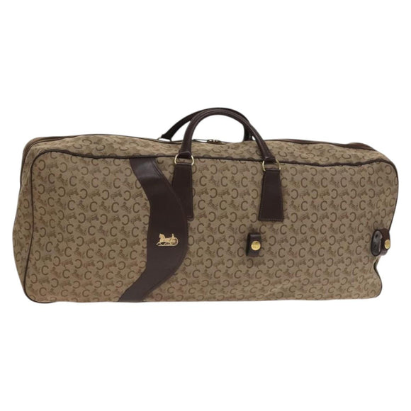 CELINE C Sulky Boston Bag Canvas Beige Gold Auth KD400