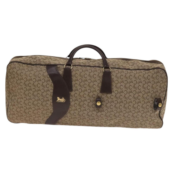 CELINE C Sulky Boston Bag Canvas Beige Gold Auth KD400