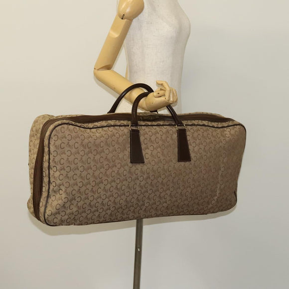 CELINE C Sulky Boston Bag Canvas Beige Gold Auth KD400