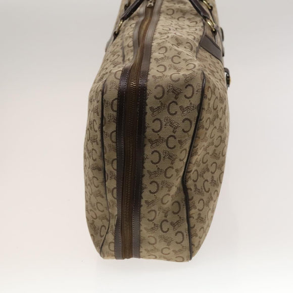 CELINE C Sulky Boston Bag Canvas Beige Gold Auth KD400