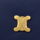 CELINE Shoulder Bag Leather Blue Gold Auth KD413-18