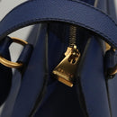 CELINE Shoulder Bag Leather Blue Gold Auth KD413-9