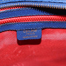 CELINE Shoulder Bag Leather Blue Gold Auth KD413-19