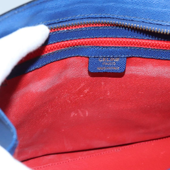 CELINE Shoulder Bag Leather Blue Gold Auth KD413