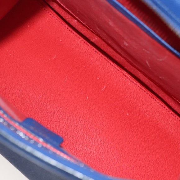 CELINE Shoulder Bag Leather Blue Gold Auth KD413