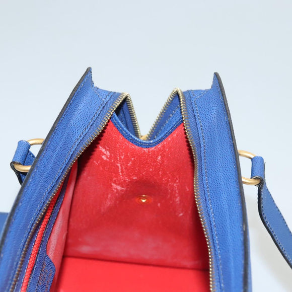 CELINE Shoulder Bag Leather Blue Gold Auth KD413