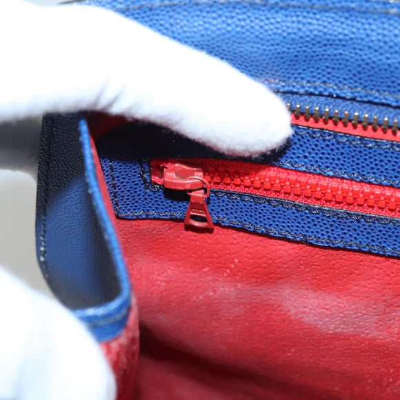 CELINE Shoulder Bag Leather Blue Gold Auth KD413