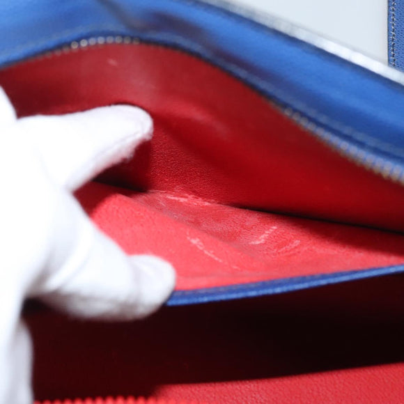 CELINE Shoulder Bag Leather Blue Gold Auth KD413