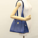 CELINE Shoulder Bag Leather Blue Gold Auth KD413-26