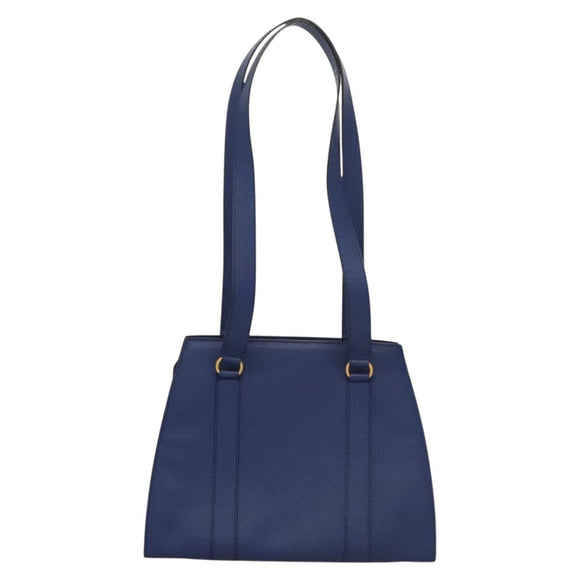 CELINE Shoulder Bag Leather Blue Gold Auth KD413