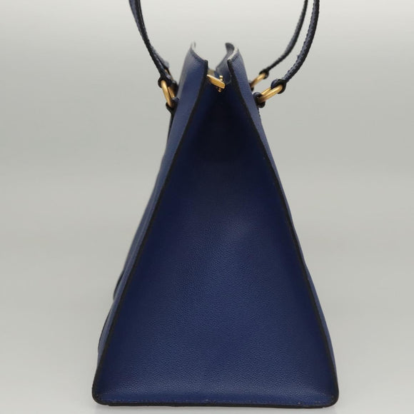 CELINE Shoulder Bag Leather Blue Gold Auth KD413