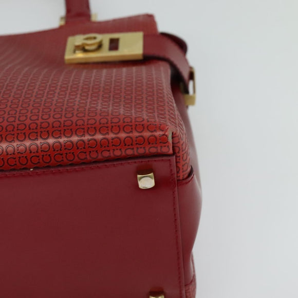 Salvatore Ferragamo Gancini Shoulder Bag Leather 2way Red Gold Auth KD414