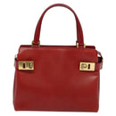 Salvatore Ferragamo Gancini Shoulder Bag Leather 2way Red Gold Auth KD414-13