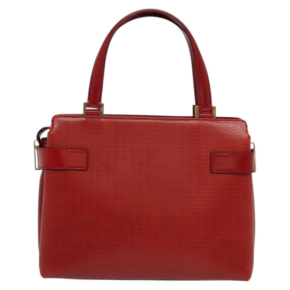 Salvatore Ferragamo Gancini Shoulder Bag Leather 2way Red Gold Auth KD414