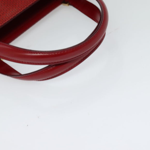 Salvatore Ferragamo Gancini Shoulder Bag Leather 2way Red Gold Auth KD414