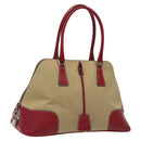 PRADA Hand Bag Canvas Beige Auth KD415-1