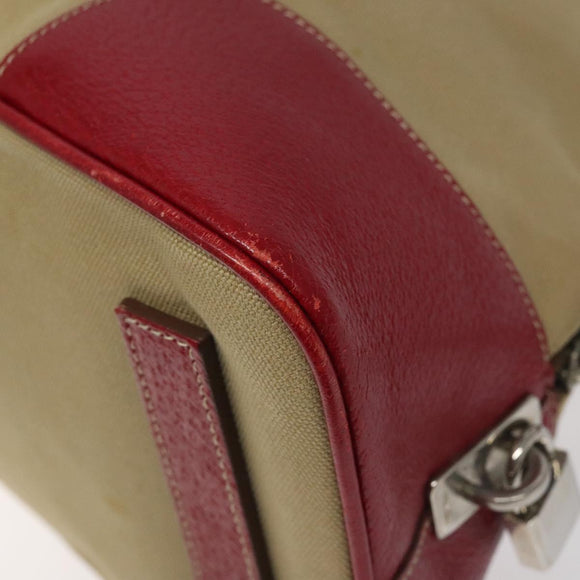 PRADA Hand Bag Canvas Beige Auth KD415
