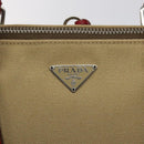 PRADA Hand Bag Canvas Beige Auth KD415-18