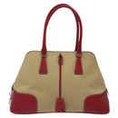 PRADA Hand Bag Canvas Beige Auth KD415-13