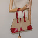 PRADA Hand Bag Canvas Beige Auth KD415-24