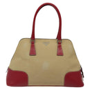PRADA Hand Bag Canvas Beige Auth KD415-2