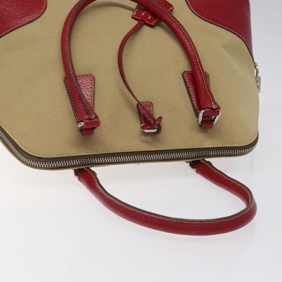 PRADA Hand Bag Canvas Beige Auth KD415