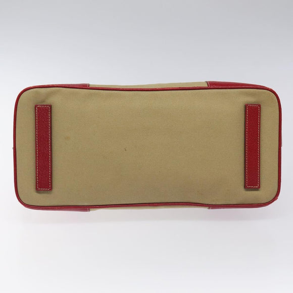 PRADA Hand Bag Canvas Beige Auth KD415