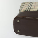 BURBERRY Nova Check Tote Bag Canvas Beige Silver Auth KD427-9