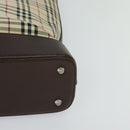 BURBERRY Nova Check Tote Bag Canvas Beige Silver Auth KD427-14