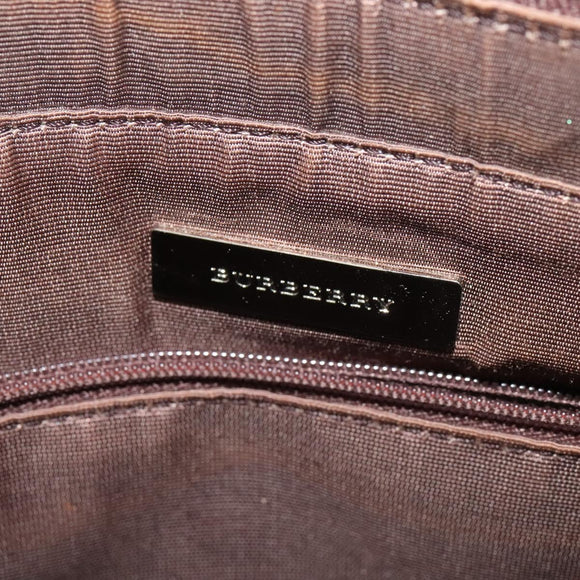 BURBERRY Nova Check Tote Bag Canvas Beige Silver Auth KD427