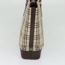 BURBERRY Nova Check Tote Bag Canvas Beige Silver Auth KD427-3