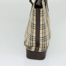 BURBERRY Nova Check Tote Bag Canvas Beige Silver Auth KD427-4